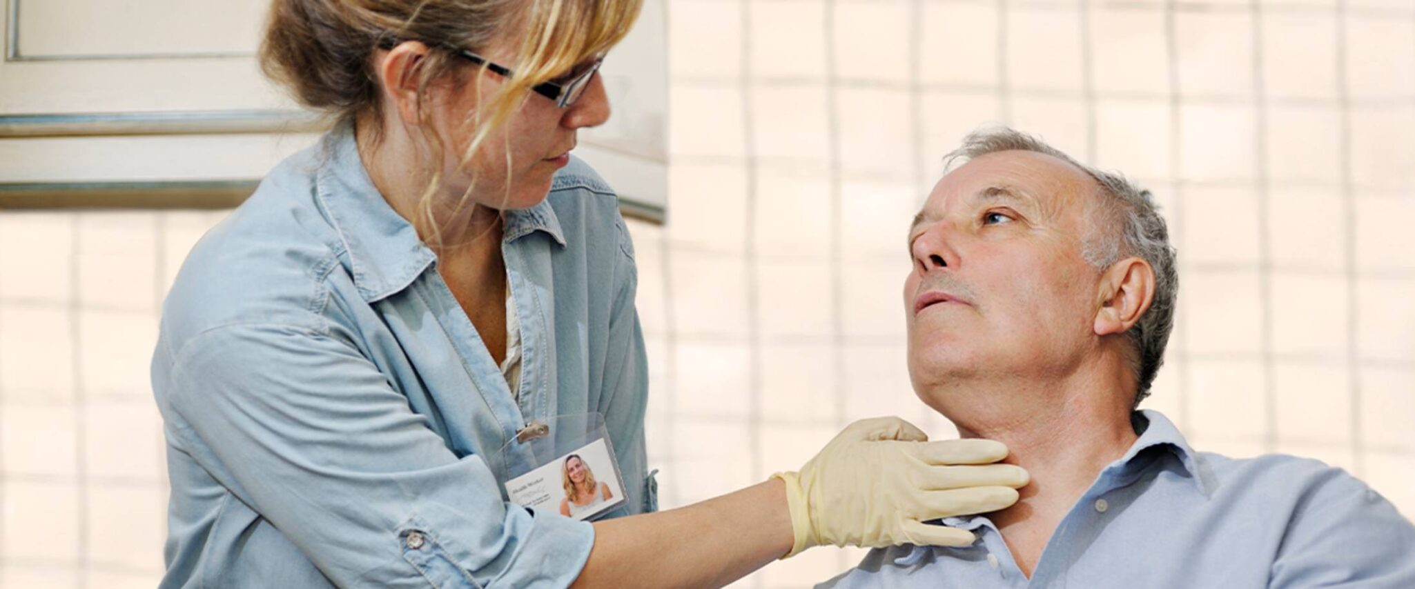 senior patient with a speech therapist