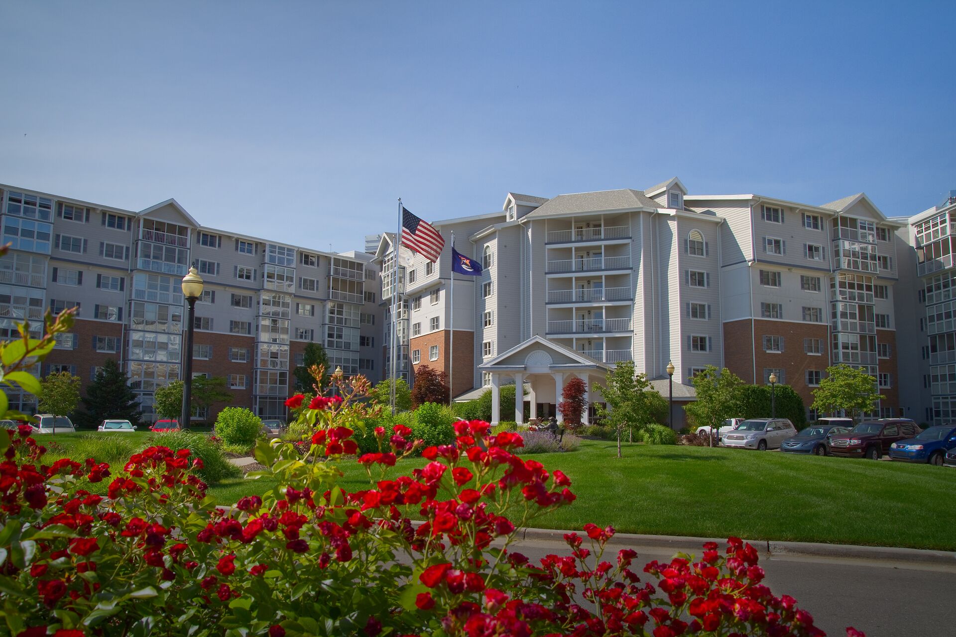 Exterior of Freedom Village senior living community in Holland, Michigan