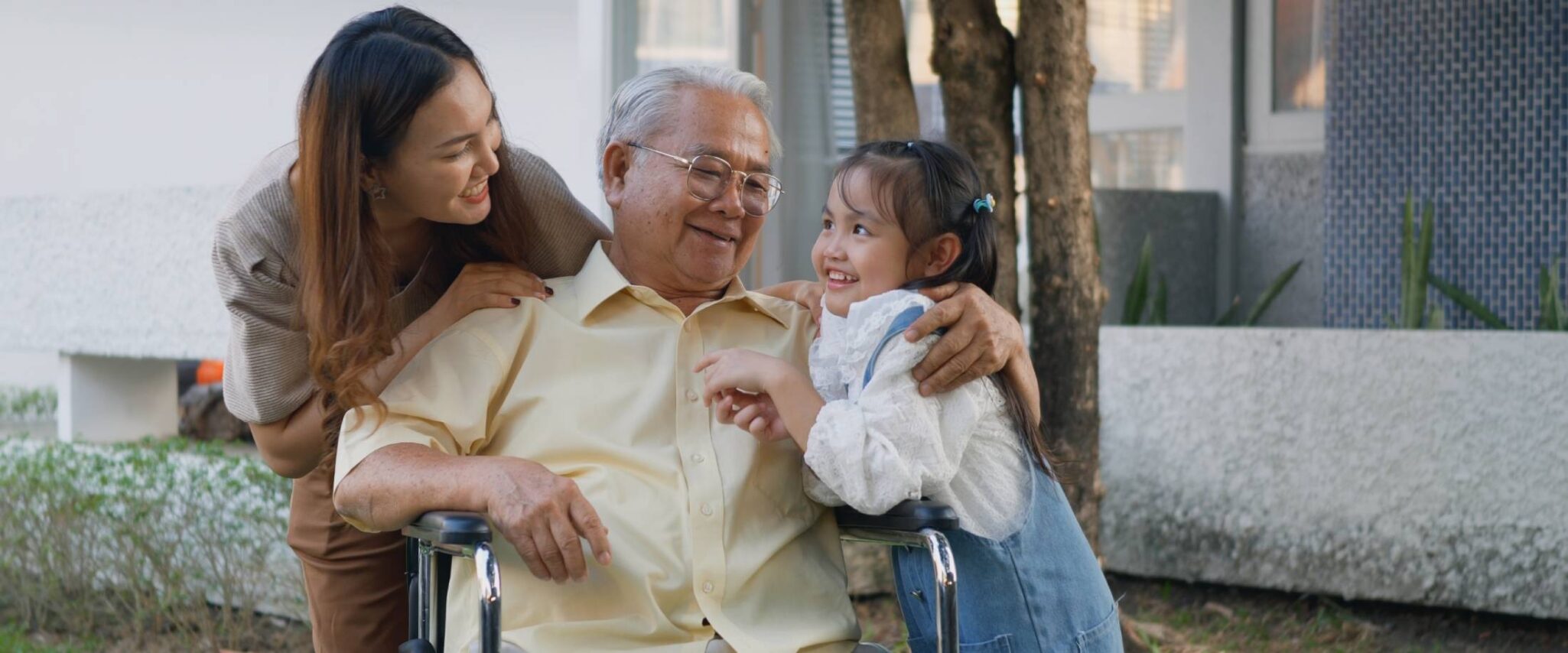 happy senior man spending time with family