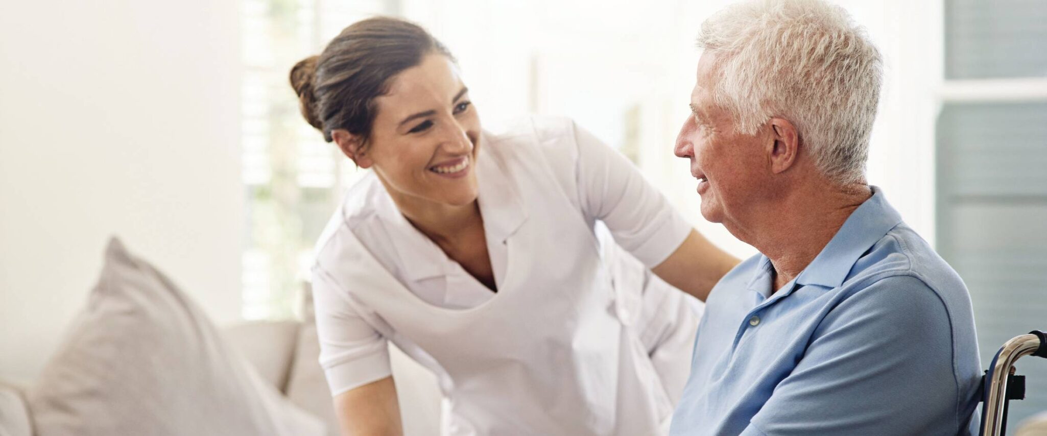 man talking with a skilled nurse