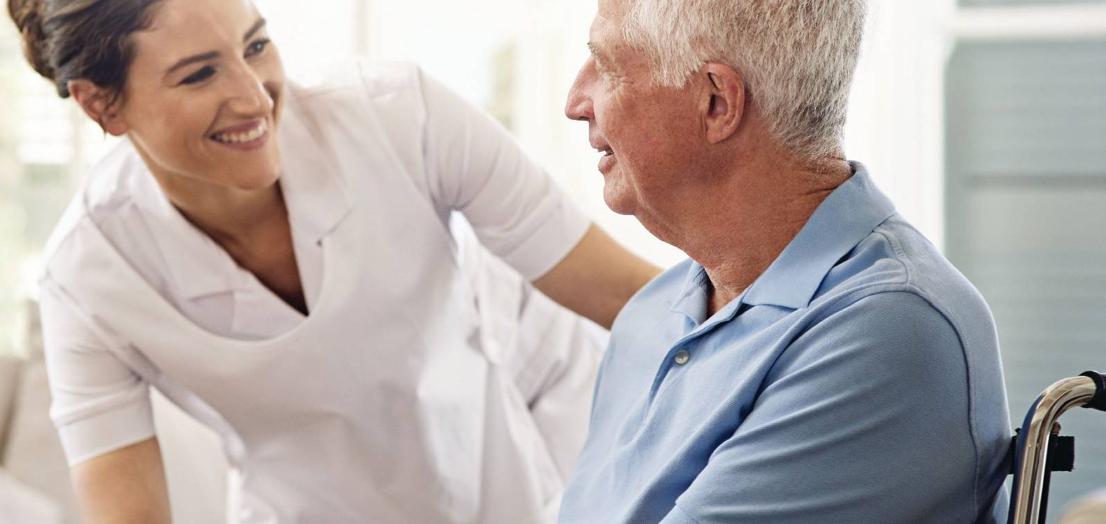 man talking with a skilled nurse