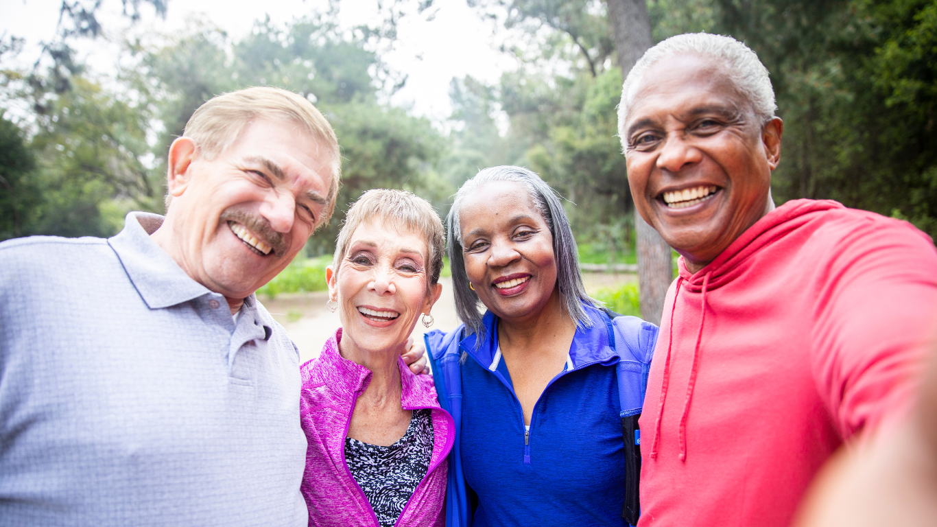 Group of senior friends outdoors
