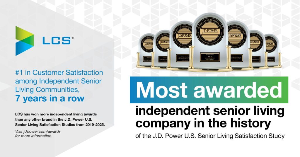 Most awarded independent senior living company in the history of the JD Power US Senior Living Satisfaction Study